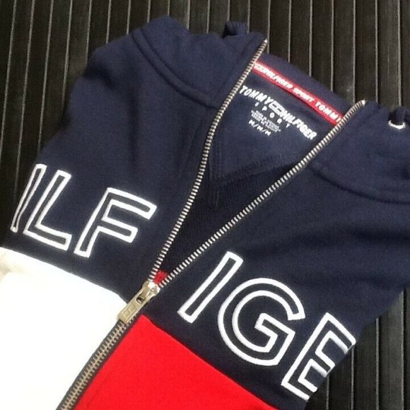 new NAVY Tommy Hilfiger Sport Women's ColorBlock Zip-Up Hoodie in Size MEDIUM - Picture 2 of 6